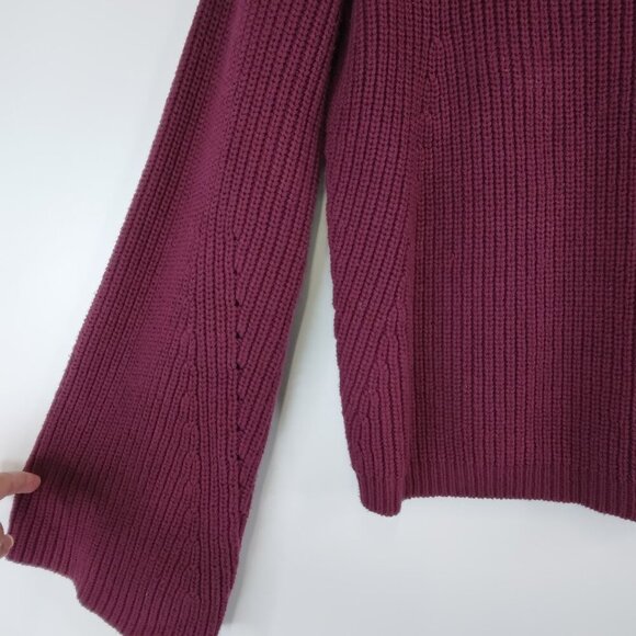 Rebecca Minkoff Teresa Burgundy Bell Sleeve Cropped Knit Sweater Size S - Picture 4 of 11